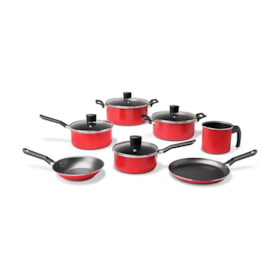 Conjunto de Panelas Garlic 7 Peças Vermelho 7001/101 Brinox