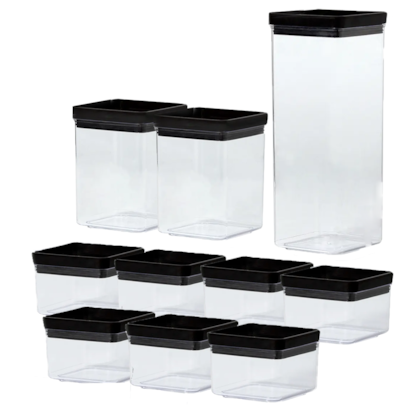 Conjunto de Potes Herméticos Quadrados Lumini Black Em Acrílico 10 Pçs 1947 Paramount-8921910c-1feb-4b4b-995b-02a5882abc88