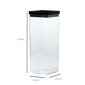 Conjunto de Potes Herméticos Quadrados Lumini Black em Acrílico 16pçs 1950 Paramount