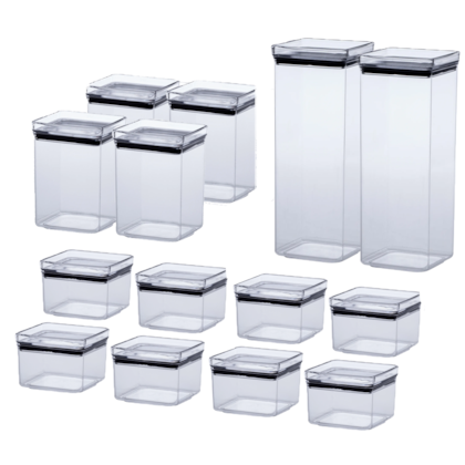 Conjunto de Potes Herméticos Quadrados Lumini em Acrílico 14pçs 1944 Paramount -167440f5-319f-4a76-bae0-71136b1a2c69