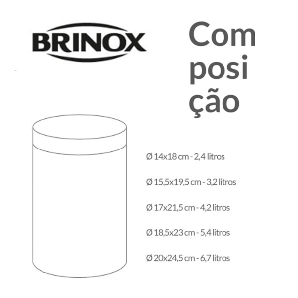 Conjunto de Potes Porta-Mantimento Suprema Inox 5 peças 2100/101 Brinox-889ff5ac-9d4c-4447-9a80-da18686b0739