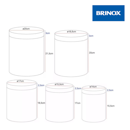 Conjunto de Potes Porta-Mantimento Suprema Inox 5 peças 2100/101 Brinox-1341a663-9a3b-4cbf-bd19-6f1d63d0ae88