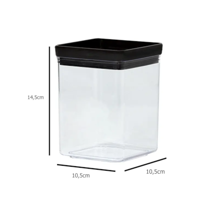 Conjunto de Potes Quadrados em Acrílico 10 Pçs Lumini Black 1948 Paramount-ccc69535-e7bd-4bda-a7bb-e5b7d9cbd995