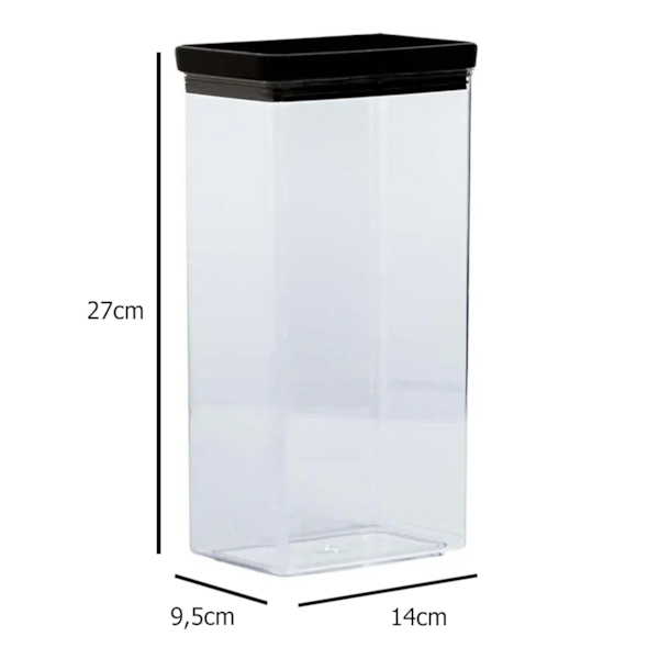 Conjunto de Potes Retangulares Em Acrílico 7Pçs Lumini Black 1956 Paramount-1293aa91-d1b6-4504-b701-cbad748bab04