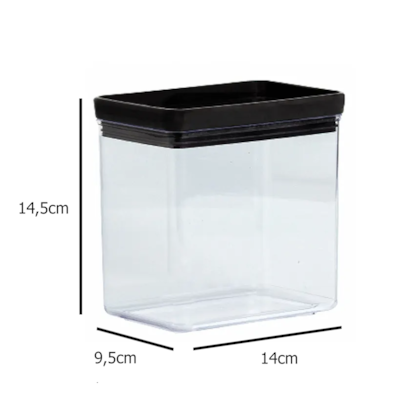 Conjunto de Potes Retangulares Em Acrílico 7Pçs Lumini Black 1956 Paramount-8319e742-f9c7-42f0-b028-2caefd36b41e