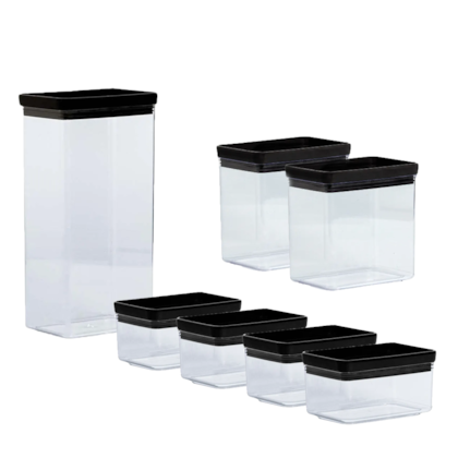 Conjunto de Potes Retangulares Em Acrílico 7Pçs Lumini Black 1956 Paramount-c269f7ae-1f18-4724-abe8-ffe6570b1e05