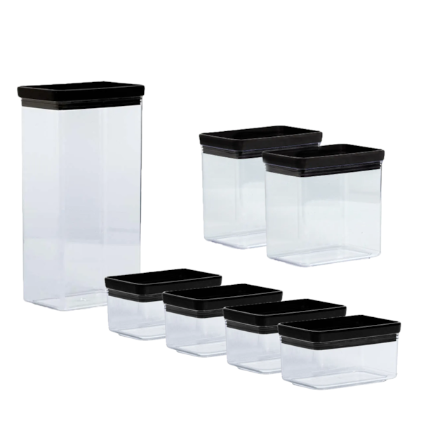 Conjunto de Potes Retangulares Em Acrílico 7Pçs Lumini Black 1956 Paramount-7bdd4543-3fac-4fab-9eb8-683b4a5682e2