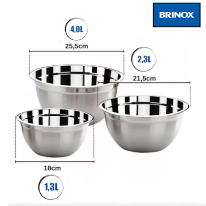 Conjunto de Tigelas Suprema  em Aço Inox 3 Peças 2107/100 Brinox-dd3f97c1-ef4c-472b-a2ac-b4b03c244cc1