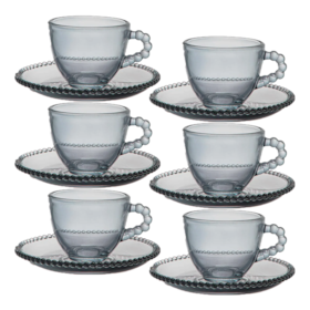 Conjunto de Xícaras de Café Pearl 90ml Com Pires de Vidro JGXC-043CZ Hauskraft