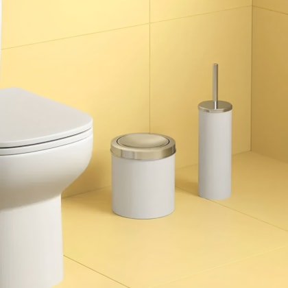 Conjunto lixeira 4,6L Escova Sanitária Tampa em Inox Branco 99419/2007 Coza-16e25b03-c51f-467a-a0f7-90299693dae4
