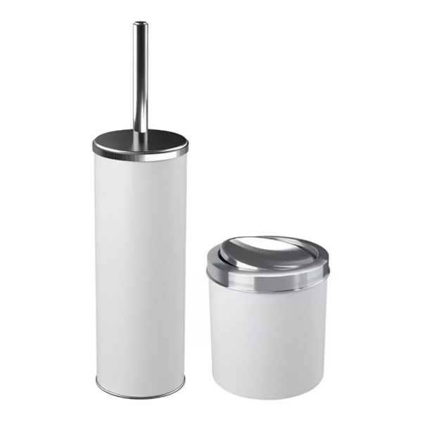 Conjunto lixeira 4,6L Escova Sanitária Tampa em Inox Branco 99419/2007 Coza-cca68937-4237-4a6b-a7e6-89a74a9debb8