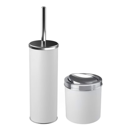 Conjunto lixeira 4,6L Escova Sanitária Tampa em Inox Branco 99419/2007 Coza-5fd5c402-ca98-4c7a-b58c-1506342fdecc