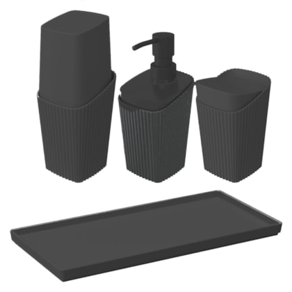 Conjunto New Square Slim para Banho 4pçs Preto 99010/2008 Coza-e92f8314-03f8-4650-b5b2-e69bd63ab548