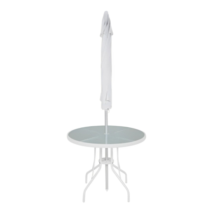 Conjunto Noronha Jardim em Alumínio com Cadeira + Mesa + Guarda-Sol Branco 6 Pçs 86001 Bel -3dd1715f-db9a-478c-b666-fde01a699af8