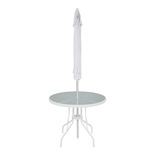 Conjunto Noronha Jardim em Alumínio com Cadeira + Mesa + Guarda-Sol Branco 6 Pçs 86001 Bel -9547b0a5-a29d-484a-a06a-53cc24e03831