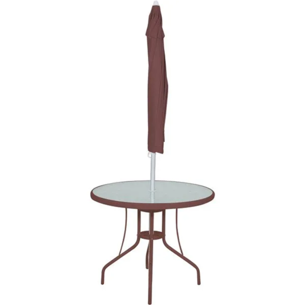 Conjunto Noronha Jardim em Alumínio com Cadeira + Mesa + Guarda-Sol Marrom 6 Pçs 86012 Bel -ec46409b-6619-4303-be57-193fbb7a3943