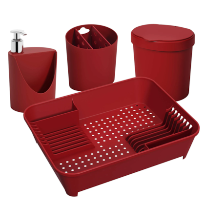 Conjunto Organizador Basic Single Para Cozinha 4pçs Vermelho Bold 99256/4465 Coza