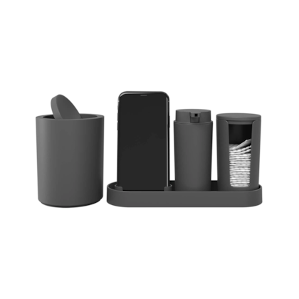 Conjunto para banheiro serene 4 peças cinza chumbo  99408/1536 Coza-bcb104bb-9825-4980-a292-75f512132a94