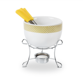 Conjunto para Fondue 7 peças Inox & Amarelo 1256114 Brinox