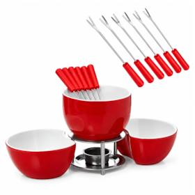 Conjunto Para Fondue Cerâmica 11 Peças Vermelho 1256/103 Brinox