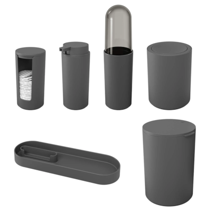 Conjunto Serene P/ Banho 6pçs Cinza Chumbo 99417/2536 Coza-0b74e591-3323-4c02-bd45-5ecaedaccd52