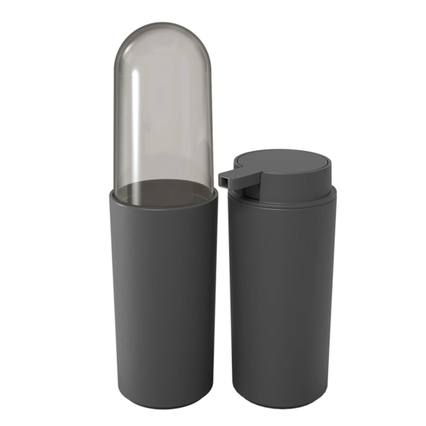 Conjunto Serene p/ Banho Porta Escova com tampa e Porta Sabonete 2pçs Cinza Chumbo 99407/7536 Coza-0c1dedb4-5e4c-4362-b874-43183decd3dd