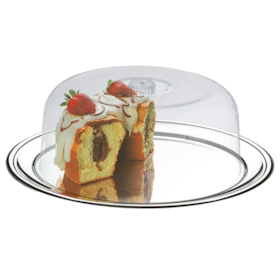 Conjunto Vitrine Confeiteiro Petunia em Inox 32cm c/ Cúpula em Acrílico 1525/132 Brinox