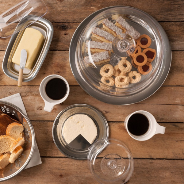 Conjunto Vitrine Confeiteiro Petunia em Inox 32cm c/ Cúpula em Acrílico 1525/132 Brinox -4cf3b30e-ae98-449d-ac1d-964e22058617