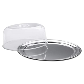 Conjunto Vitrine Confeiteiro Petunia em Inox 32cm c/ Cúpula em Acrílico 1525/132 Brinox 