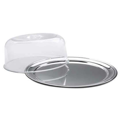 Conjunto Vitrine Confeiteiro Petunia em Inox 32cm c/ Cúpula em Acrílico 1525/132 Brinox 