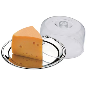 Conjunto Vitrine Para Queijo Emmenthal/Provolone 23cm Petúnia em Inox 1530/100 Brinox