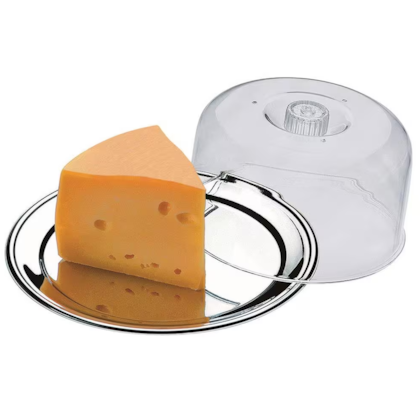 Conjunto Vitrine Para Queijo Emmenthal/Provolone 23cm Petúnia em Inox 1530/100 Brinox