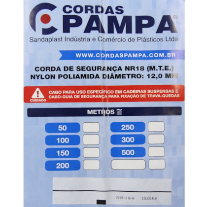 Corda Bombeiro 12MM 200 Metros Nr18 Pampa-280ab282-05da-4654-bb98-fb02c534b7ce