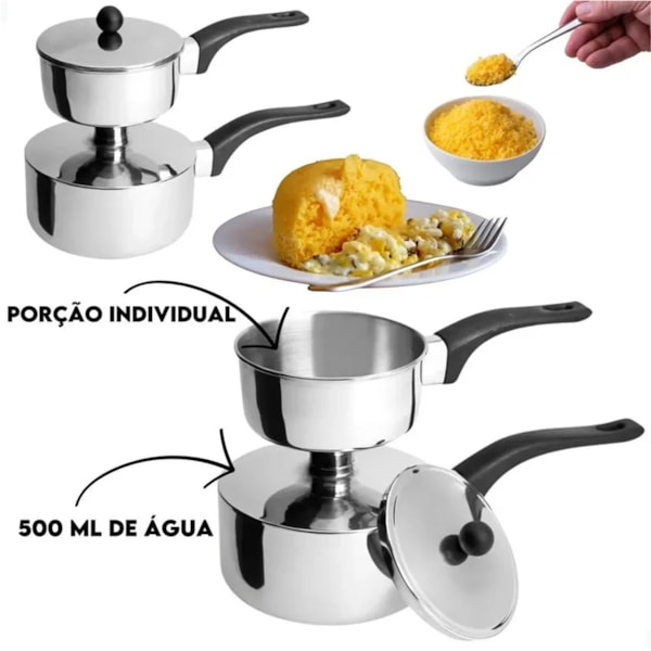 Cuscuzeira Individual Suprema em Inox 500ml 9,5cm 2092110 Brinox-1950ecde-7c7b-48fb-81c8-2a978b12643d