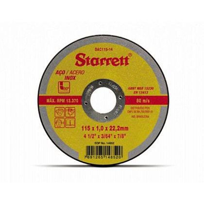 Disco de Corte 4.1/2 115mm DAC115-14 Starret