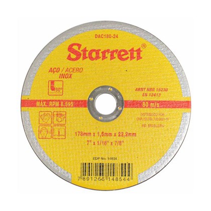 Disco de Corte 7" 178mm DAC180-24 Starrett