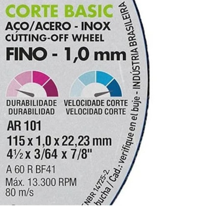 Disco de Corte Aço Inox Classic 4.1/2X1,0X7/8 AR 101 Norton