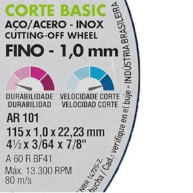Disco de Corte Aço Inox Classic 4.1/2X1,0X7/8 AR 101 Norton