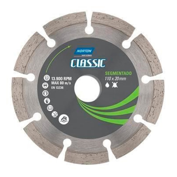 Disco de Corte Classic Diamantado Segmentado 110 mm x 20 mm 70184693465 Norton-704897ae-b7d9-43d0-ba09-439a96670a9c