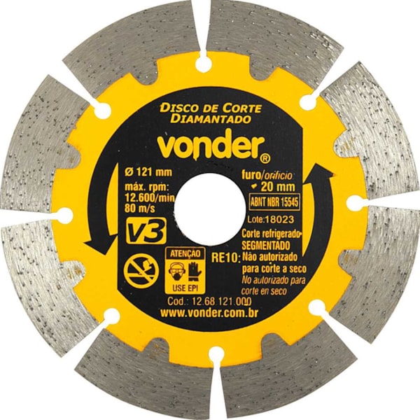 Disco de Corte Diamantado 121mm Segmentado V3 1268121000 Vonder-083adb26-c725-49e4-a7e5-347a13983517