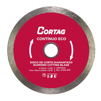 Disco de Corte Diamantado Continuo Eco 110mm x 20mm 61548 Cortag