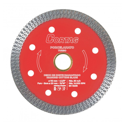 Disco de Corte Diamantado Para Porcelanato Best Quality 110mm x 20mm 60659 Cortag