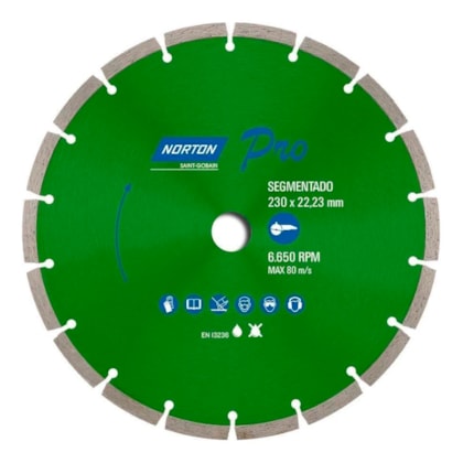 Disco de Corte Diamantado Segmentado Pro para Concreto 230mm x 22,23mm 70184645810 Norton