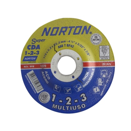 Disco de Corte e Desbaste Para Inox CDA 1-2-3 Norton-8317db4b-0a30-4f47-ae07-f3f31305e553
