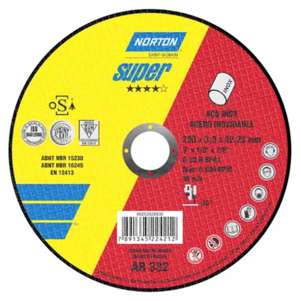 Disco de Corte Inox 230x3x22,23mm AR 332 Norton-41a66bce-f6b7-466e-b417-11b293d34bd4
