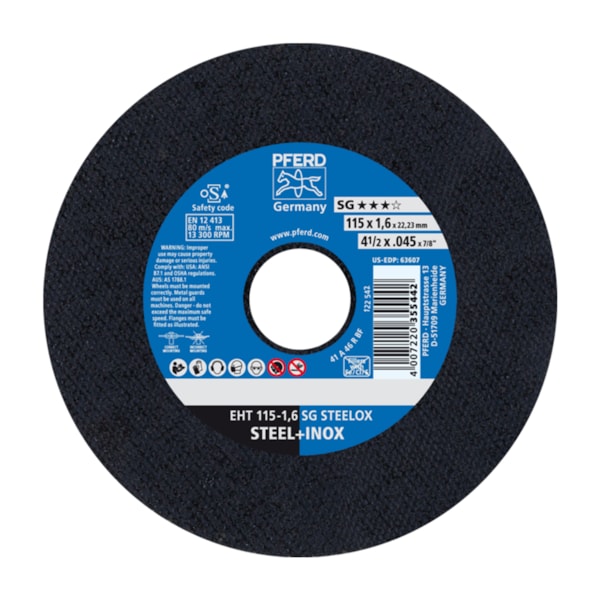 Disco de Corte para Aço 4.1/2 x 1,6 SG STEELOX 61340422 PFERD-e0e513d7-223c-4bfd-a1df-6be9fab21b4c