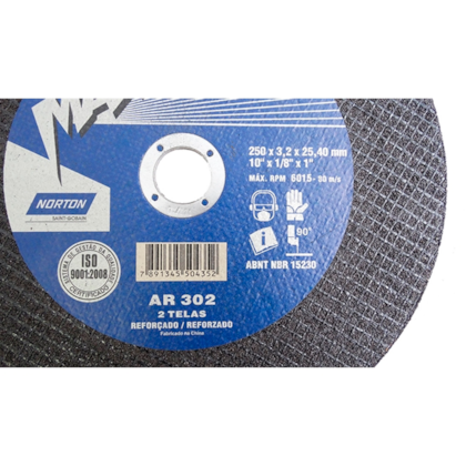 Disco de Corte para Aço AR 302 254 x 3,2 x 25,40mm Norton-83669600-f978-4a78-aac1-850305b2bccb