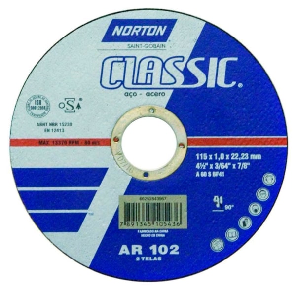 Disco de Corte para Aço Carbono 115 x 1 x 22mm Norton-2bfcec4f-f9ed-4d67-84cf-bc41b2f552a3