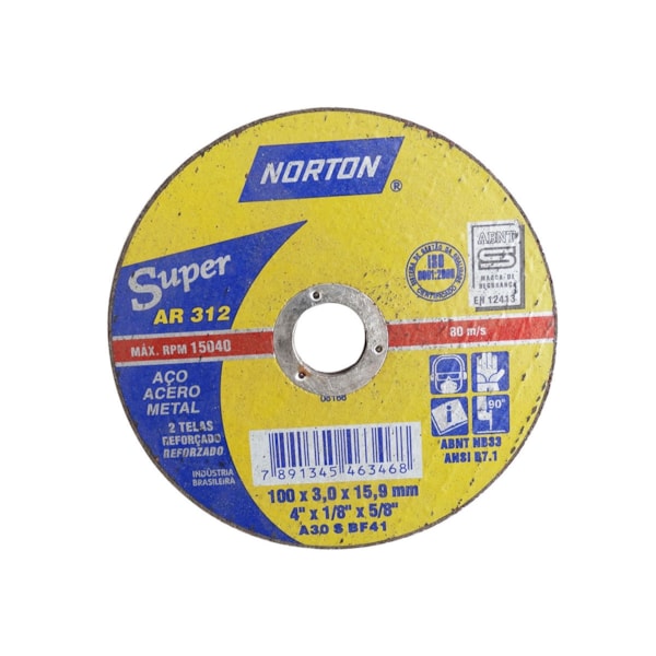 Disco de Corte Para Aço de Carbono 4x1/8x5/8 AR312 Norton-4ee1fbcf-6a62-4026-b1fb-2f1ec615a4ea