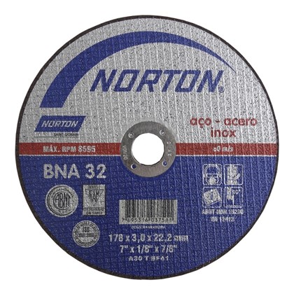 Disco de Corte para Aço/Inox 178x3x22,22mm BNA32 Norton